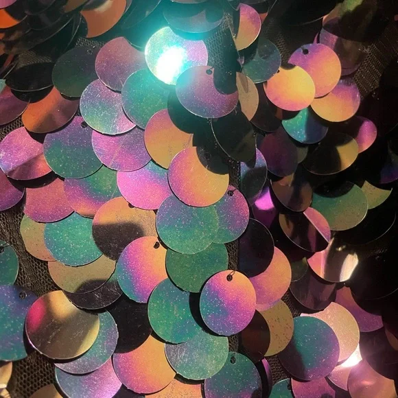 iHeartRaves Black Disco Mermaid Sequin Mini Skirt Size M NWOT Rave Festival EDM - Picture 8 of 9